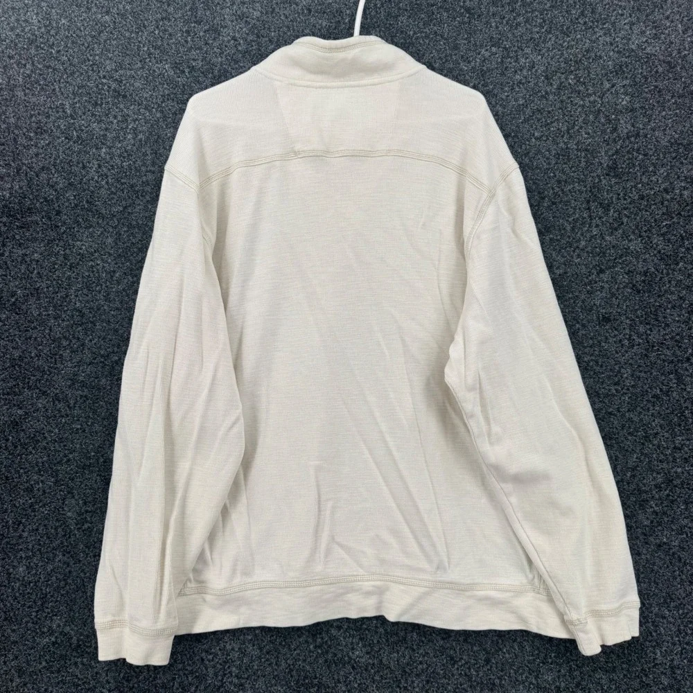 Tommy Bahama Mens 3XL Cream Pima Cotton Tencel 1/4 Zip Pullover Sweater Marlin